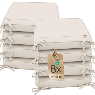 Produktbild von Sitzkissen Stuhlkissen Indoor & Outdoor 8er Set 45x45 cm - Creme - etérea Mila Stuhl Kissen Auflage