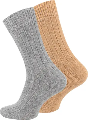 Produktbild von Cotton Prime® 2 Paar Wollsocken Alpaka Socken 39-42 hellgrau/beige