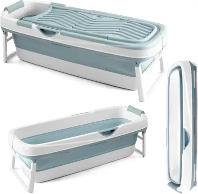 Zdjęcie produktu dla Wanna Składana Silikonowa Niebieska Przenośna Kąpiel  Domowe SPA 152cm