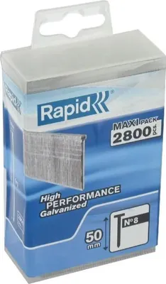 Obrázek produktu pro Hřebíky RAPID, hrot č. 8, 50 mm, 2800 kusů, pozinkovaná ocel