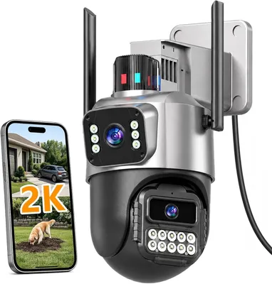 Immagine prodotto di Telecamera di sicurezza per esterni, 6 megapixel, con doppia lente e connessione Wi-Fi