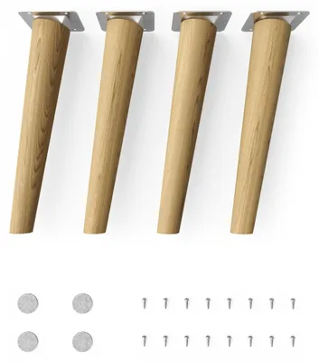 Produktbild von 4x sossai Holzfüße rund - schräge Ausführung 25cm Eiche