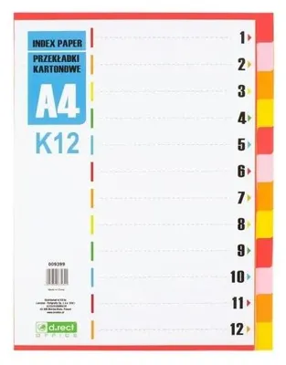 Zdjęcie produktu dla Przekładki kartonowe 1-12 K12 D.RECT