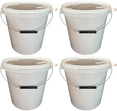Produktbild von SILPLAST Eimer mit Deckel 15L x 4 Kunststoffeimer 15 Liter lebensmittelecht stapelbar Plastikeimer leer Weiß
