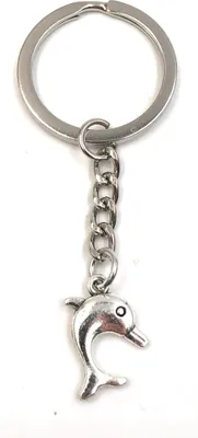 Produktbild von Onwomania Schlüsselanhänger Sprinder Fisch Delfin Silber Metall Anhänger Charm