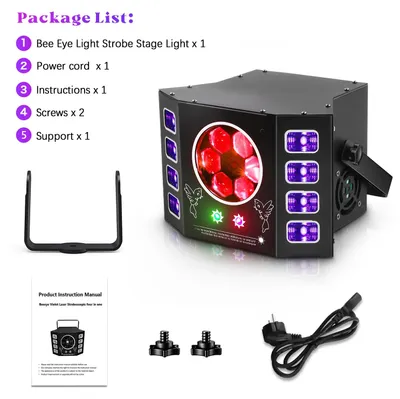 Produktbild von Bee Eye Strobe Bühnenlicht - 100W RGBW 4-in-1 LED - DMX512 Effektlicht - 14 Kanäle - Soundaktiviert - EU-Stecker