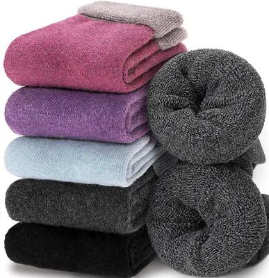 Productafbeelding van Solidchoice - Dames Wol Sokken Merino - Warme en Dikke Wandelsokken, 5 Paar