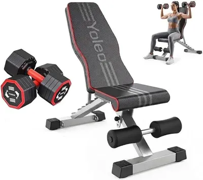 Produktbild von klappbare Hantelbank Multifunktion Training Fitness Bank Bauchtrainer Schrägbank mit 6-Fach Verstellbarer Rückenlehne/3-Fach verstellbarer Sitzkissen,Belastung 300kg