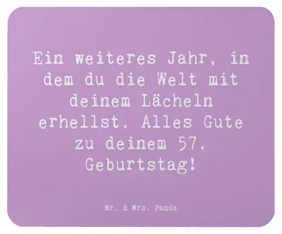 Produktbild von Mr. & Mrs. Panda Mouse Pad Spruch 57. Geburtstag Lächeln - Lavendeltraum - Geschenk, mauspad pc, Mousepad, Glückwünsche, Erfahrungen, Alter, mausunterlage, Jubiläum