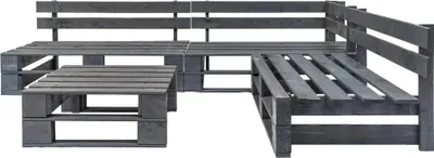 Produktbild von vidaXL 4-tlg. Garten-Sofagarnitur aus Paletten Holz Grau