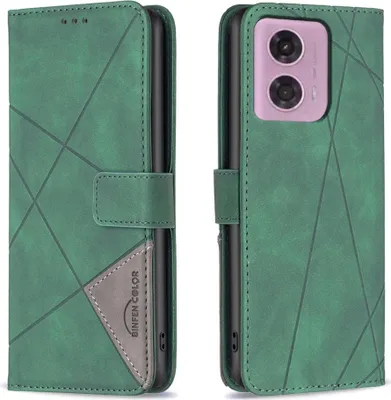 Produktbild von Motorola Moto G34 Hülle - BINFEN Geometric Klapphülle - Grün