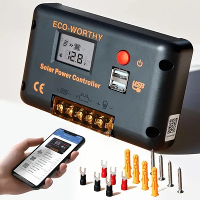 PWM 30A Solarladeregler, 12/24V, 2 USB, für Lithium-/Blei-/Gel-Batterien