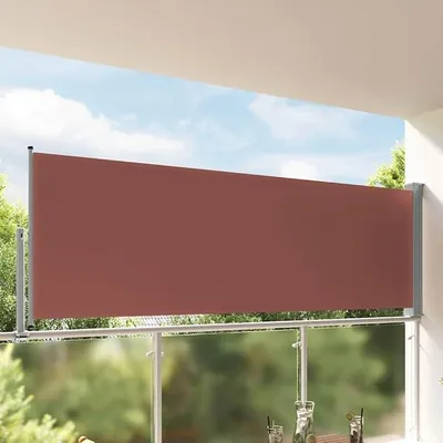 Imagen del producto de Toldo lateral extensible de 120x300 cm, color marrón, resistente a los rayos UV, impermeable, con manivela y soporte, ideal para balcones, terrazas, jardines y espacios exteriores, proporciona protección solar y contra el viento