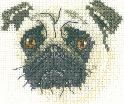 Produktbild von Heritage Kreuzstich Set Aida "Mops (A)", Zählmuster, LFPU1274-A, 6,5x5,5cm