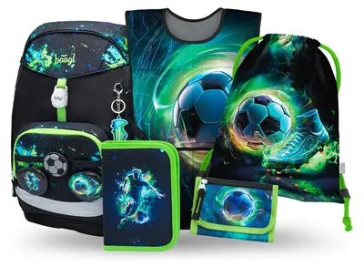 Produktbild von Baagl Airy Plus Schulranzen-Set 5-teilig, 25 l, ab 130 cm (Fußball)