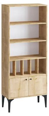 Image de Bibliothèque en bois MDF mélaminéReproduction chêne saphir - 60 x 175 x 30 cm - Étagères ouvertes