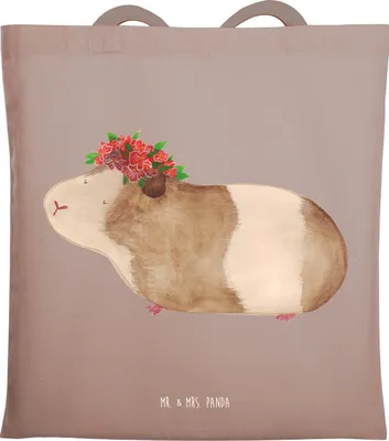 Produktbild von Mr. & Mrs. Panda Jutebeutel Meerschweinchen Weisheit - Braun Pastell - Geschenk, Tote Bag, Lustige Sprüche, Shopping Tasche, umhängebeutel, Wunder, Blumenkind, Motivation