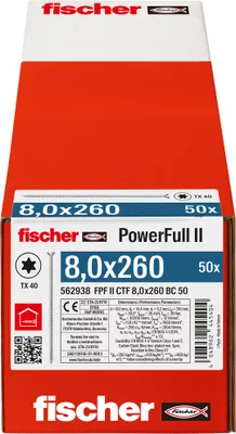 Produktbild von Fischer 562938, Schraube, Verzinkter Stahl, Holz, Zink, Vollgewinde, Senkkopf