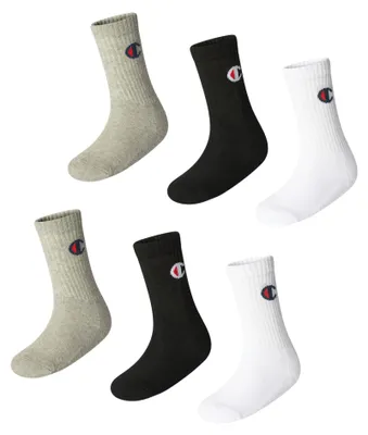 Produktbild von Champion Uni Socks Basics 6pk Crew Füßlinge, Hellgrau Melange/Weiß/Schwarz, 3