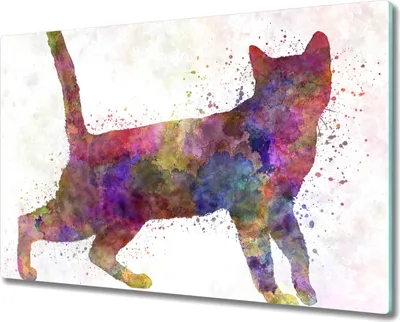 Produktbild von Coloray Kochplattenabdeckung Herdabdeckplatte 80x52 cm Hackbrett Schneidebrett Küchenbrett - Katze