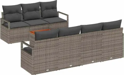 Obrázok produktu pre vidaXL Záhradná sedacia súprava s úložným priestorom 7 ks Sivý polyratan