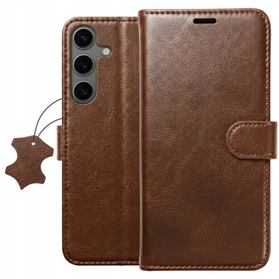 Produktbild von Klapphülle für Samsung S24 – Leder-Wallet-Case + 9H-Displayschutzglas