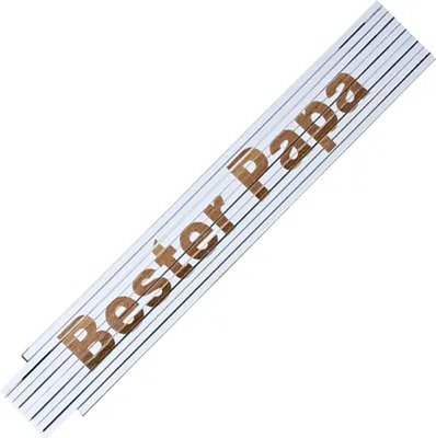 Produktbild von TE-Trend Zollstock Maßstab Holzgliedermasstab Laser Gravur Spruch Vatertag Opa Geburtstag Text Auswahl Spruchartikel Bester Papa weiß