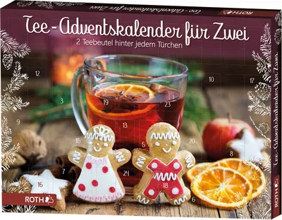 Produktbild von ROTH Tee Adventskalender für Zwei - 2x 24 beste Teesorten im Advent - nicht nur für Paare - als Geschenk mit Weihnachtstee
