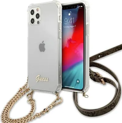 Immagine prodotto di Guess Guhcp12Mkc4Gsgo Custodia rigida trasparente per Iphone 12/12 Pro6,1 4G Catena d'oro