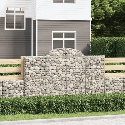 Produktbild von The Living Store Gabionen mit Hochbogen 14Stk. 200x50x120/140cm Verzinktes Eisen
