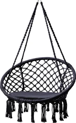 Produktbild von Grasekamp Hängesessel zum Aufhängen mit rundem Sitzkissen Schwarz Belastbarkeit max. 100 kg Schwebesessel