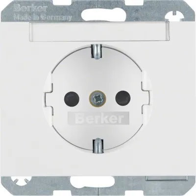 Produktbild von Berker 47387009 Steckdose SCHUKO mit Beschriftungsfeld polarweiß, glänzend Berker K.1