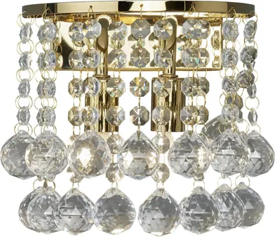 Immagine prodotto di Hanna Gold Applique rotonda a 2 luci, globo in cristallo trasparente