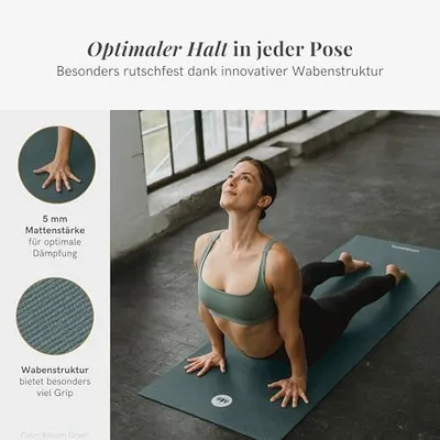 Produktbild von Yogamatte rutschfest, 183 x 61 x 0,5 cm, leichte Fitnessmatte, auch als Gymnastikmatte oder Sportmatte – hautfreundlich & schadstoff