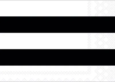 Produktbild von Servietten 33x33 cm 3-lagig 20 Stück Streifen Schwarz / weiß