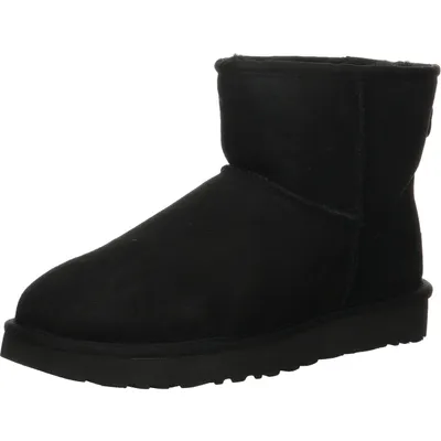 A black Ugg boot is shown against a white background.
