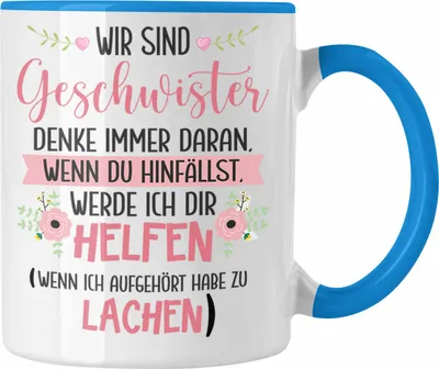 Produktbild von Trendation - Schwester Bruder Tasse Geschenk Geburtstag Sprüche Geschenkidee von Schwester Bruder (Blau)