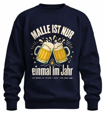 Immagine prodotto di Felpa o maglione a tema "festa della birra a Ballermann", ideale per un addio al celibato, taglia M, colore blu navy