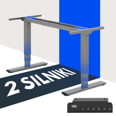 Zdjęcie produktu dla FLEXISPOT E1 Max – elektrycznie regulowana podstawa stołu, podwójny silnik, 3-stopniowa regulacja wysokości nóg, nośność 120 kg, 4 zaprogramowane pozycje, zabezpieczenie przed kolizją, kolor szary