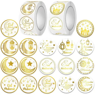 Eid Mubarak Aufkleber, 1000 Stück, 10 Designs, 2,5 cm, rund