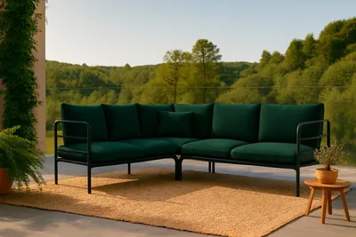 Produktbild von Garten Ecksofa Wenecja 2+2 in Flaschengrün  ideal für Terrasse und Balkon