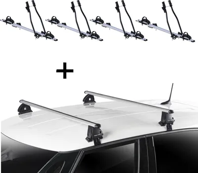 Produktbild von 4x Fahrradträger SAGITTAR + Dachträger VDP EVO ALU kompatibel mit für Fiat 500 3 Türer ab 2007