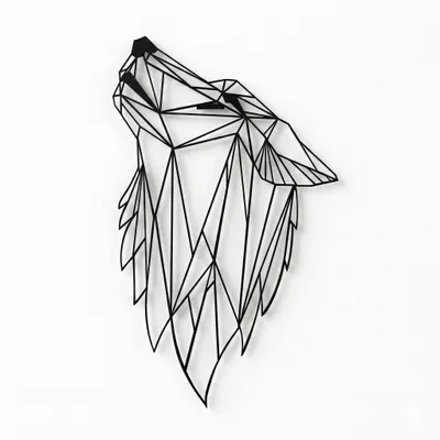 Metall Wanddeko Wolfskopf geometrisch 28x46 cm