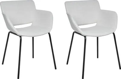 Produktbild von BELIANI Esszimmerstuhl 2er Set Hellgrau Stoffbezug mit Schwarzen Beinen aus Metall Modern Wohnzimmer Esszimmer Küche Ausstattung Möbel