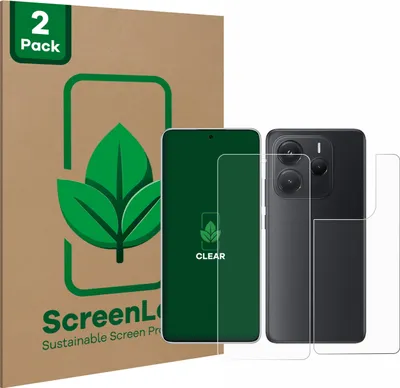 Produktbild von 2x ScreenLeaf Schutzfolie für Xiaomi Redmi Note 14 (Display+Rückseite) nachhaltiger Displayschutz Display Schutz Folie Klar Transparent