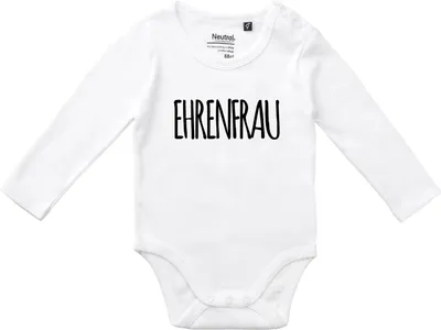 Produktbild von Huuraa Baby Body Ehrenfrau Jugendwort 74 White  Baumwolle Fairtrade Langarmbody Geschenkidee