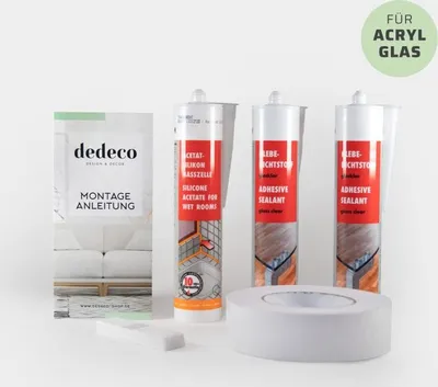 Produktbild von dedeco Montage-Set für Acrylglas Rückwänden Acryl Kunststoff Wandpaneele