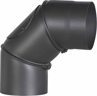 Image de FIREFIX R150/B Coude de tuyau de poêle 90°,Ø150mm, réglable avec porte, noir (1 pièce)