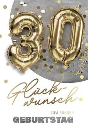 Produktbild von SUSY CARD Geburtstagskarte "Folienballons" - 30. Geburtstag