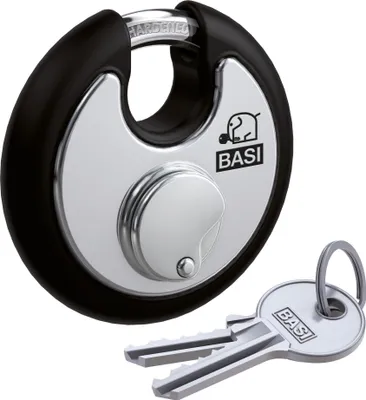 Produktbild von BASI - Rundbügel-Vorhangschloss - RVS 610W - 70 mm - Schwarz - Gleichschließend Nr. 2 - 6100-7021-2SCHW